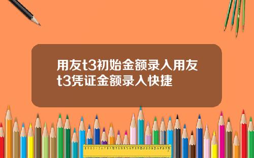 用友t3初始金额录入用友t3凭证金额录入快捷