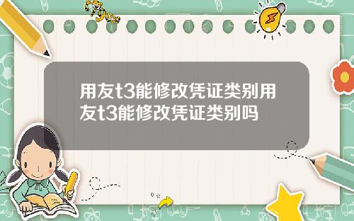 用友t3能修改凭证类别用友t3能修改凭证类别吗