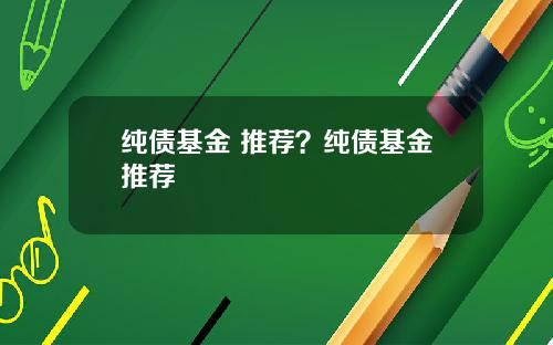 纯债基金 推荐？纯债基金推荐