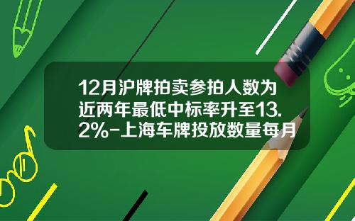 12月沪牌拍卖参拍人数为近两年最低中标率升至13.2%-上海车牌投放数量每月多少【新闻】.