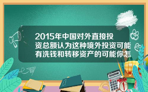 2015年中国对外直接投资总额认为这种境外投资可能有洗钱和转移资产的可能你怎么看