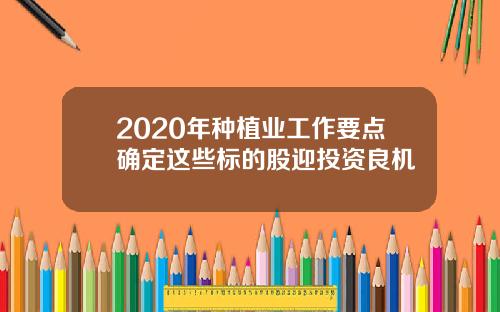 2020年种植业工作要点确定这些标的股迎投资良机