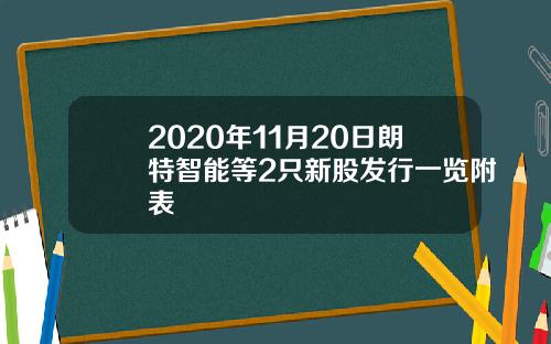 2020年11月20日朗特智能等2只新股发行一览附表