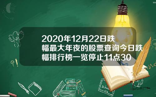 2020年12月22日跌幅最大年夜的股票查询今日跌幅排行榜一览停止11点30分