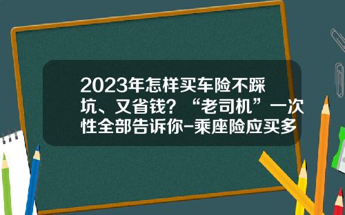2023年怎样买车险不踩坑、又省钱？“老司机”一次性全部告诉你-乘座险应买多少划算【新闻】.