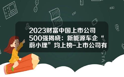 2023财富中国上市公司500强揭晓：新能源车企“蔚小理”均上榜-上市公司有【新闻】