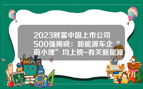 2023财富中国上市公司500强揭晓：新能源车企“蔚小理”均上榜-有关新能源的公司【新闻】