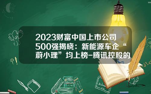 2023财富中国上市公司500强揭晓：新能源车企“蔚小理”均上榜-腾讯控股的上市公司有哪些【新闻】