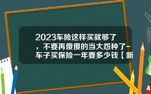 2023车险这样买就够了，不要再傻傻的当大怨种了-车子买保险一年要多少钱【新闻】