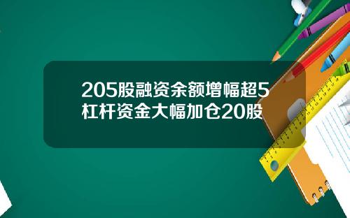 205股融资余额增幅超5杠杆资金大幅加仓20股