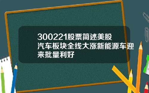 300221股票简述美股汽车板块全线大涨新能源车迎来批量利好