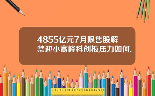 4855亿元7月限售股解禁迎小高峰科创板压力如何.