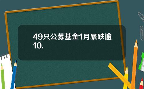 49只公募基金1月暴跌逾10.