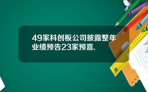 49家科创板公司披露整年业绩预告23家预喜.