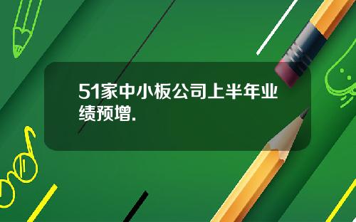 51家中小板公司上半年业绩预增.