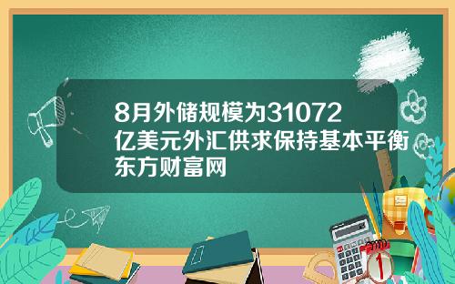 8月外储规模为31072亿美元外汇供求保持基本平衡东方财富网