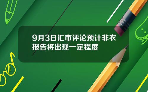 9月3日汇市评论预计非农报告将出现一定程度