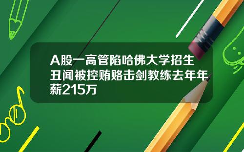 A股一高管陷哈佛大学招生丑闻被控贿赂击剑教练去年年薪215万