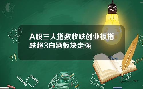 A股三大指数收跌创业板指跌超3白酒板块走强