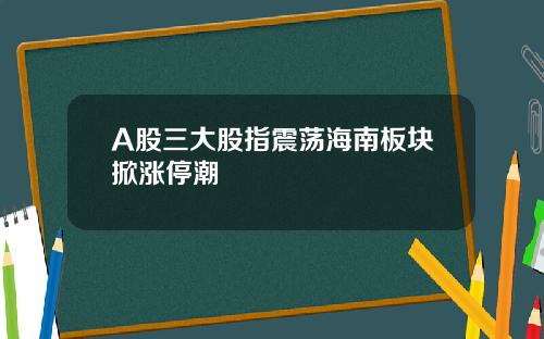 A股三大股指震荡海南板块掀涨停潮