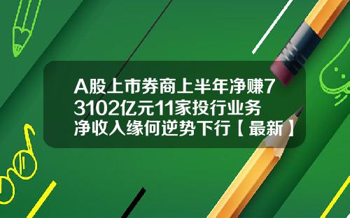 A股上市券商上半年净赚73102亿元11家投行业务净收入缘何逆势下行【最新】