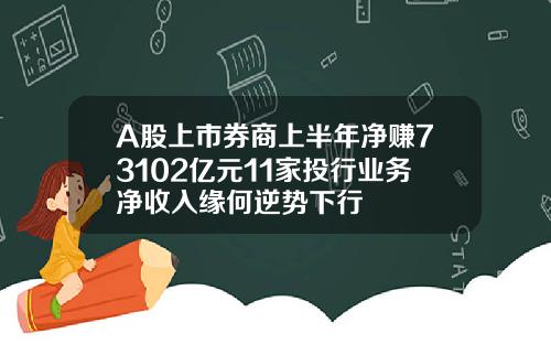 A股上市券商上半年净赚73102亿元11家投行业务净收入缘何逆势下行