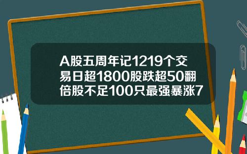 A股五周年记1219个交易日超1800股跌超50翻倍股不足100只最强暴涨78倍【最新】