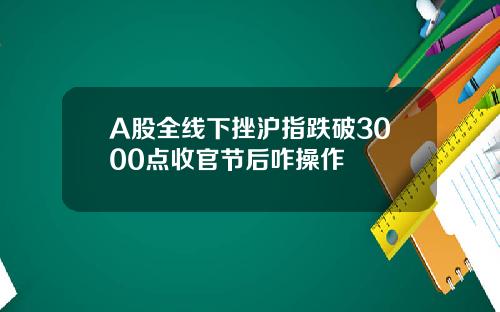 A股全线下挫沪指跌破3000点收官节后咋操作