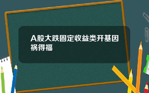 A股大跌固定收益类开基因祸得福