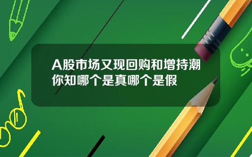 A股市场又现回购和增持潮你知哪个是真哪个是假