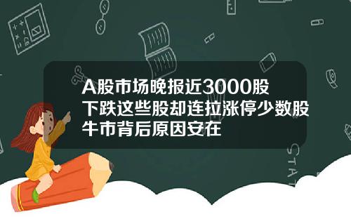A股市场晚报近3000股下跌这些股却连拉涨停少数股牛市背后原因安在