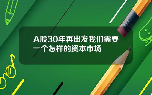 A股30年再出发我们需要一个怎样的资本市场