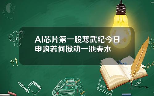 AI芯片第一股寒武纪今日申购若何搅动一池春水
