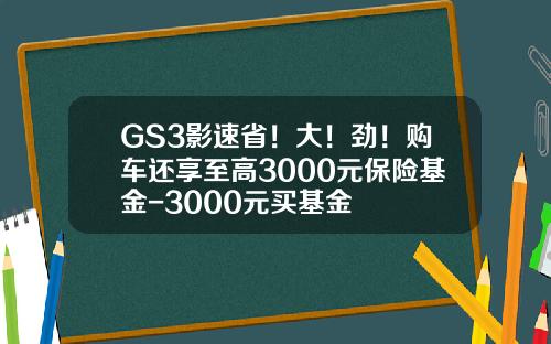 GS3影速省！大！劲！购车还享至高3000元保险基金-3000元买基金