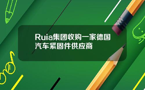Ruia集团收购一家德国汽车紧固件供应商