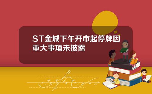 ST金城下午开市起停牌因重大事项未披露
