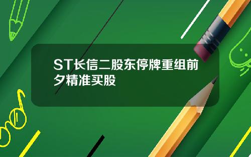 ST长信二股东停牌重组前夕精准买股