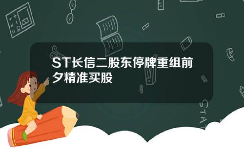 ST长信二股东停牌重组前夕精准买股