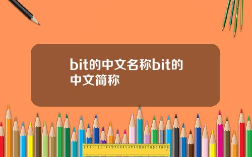 bit的中文名称bit的中文简称