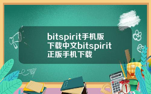 bitspirit手机版下载中文bitspirit正版手机下载