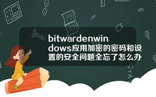 bitwardenwindows应用加密的密码和设置的安全问题全忘了怎么办