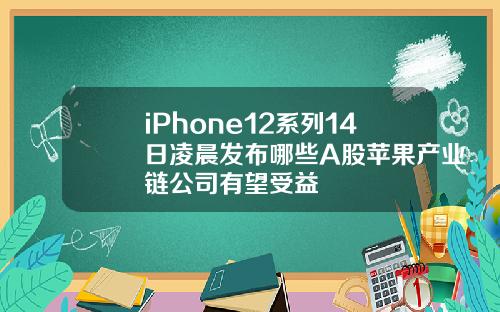 iPhone12系列14日凌晨发布哪些A股苹果产业链公司有望受益