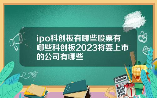 ipo科创板有哪些股票有哪些科创板2023将要上市的公司有哪些