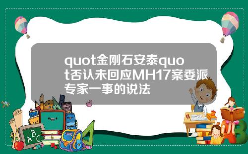 quot金刚石安泰quot否认未回应MH17案委派专家一事的说法