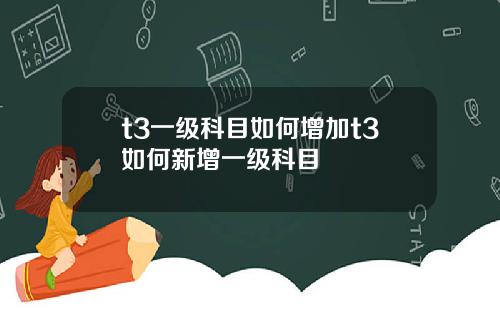 t3一级科目如何增加t3如何新增一级科目