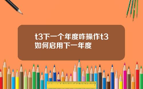 t3下一个年度咋操作t3如何启用下一年度