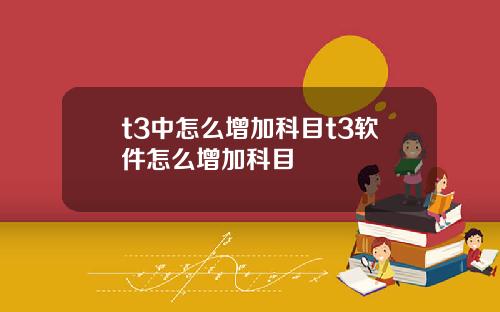 t3中怎么增加科目t3软件怎么增加科目