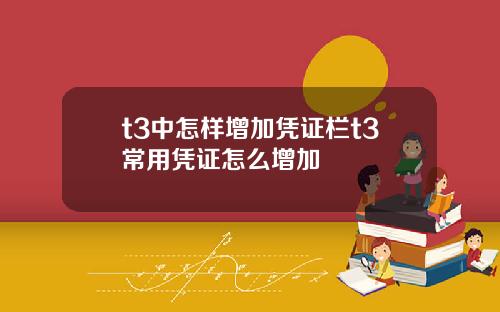 t3中怎样增加凭证栏t3常用凭证怎么增加