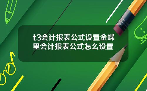 t3会计报表公式设置金蝶里会计报表公式怎么设置