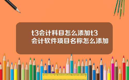 t3会计科目怎么添加t3会计软件项目名称怎么添加